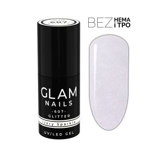 Lakier hybrydowy  607  White Sparkle 6ml